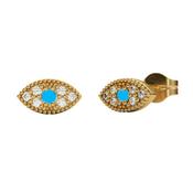 9K Yellow Gold Cubic Zirconia Evil Eye Stud Earrings image