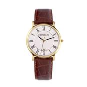 Classique 34mm White Dial Quartz Brown Leather Strap Watch image