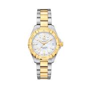 Aquaracer Date 32mm MOP Dial Quartz Gold &amp; Stainless Steel Bracelet Watch image