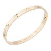 Vintage Cartier 18k Rose Gold Diamond Love Bangle - Size 21 image