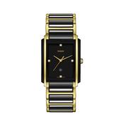 Integral Diamonds 31mm Diamonds Black Dial Quartz Yellow Gold Plated Ceramic Bracelet.