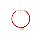 9K Yellow Gold Diamonds Koala Red Cord Bracelet image