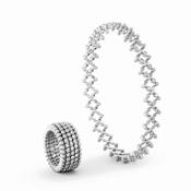 18k White Gold Diamond 5 Rows Ring Bracelet image