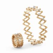 18k Rose Gold Half Middle Diamond Ring Bracelet
