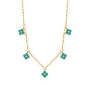 Gold Plated Turquoise Clover Charm Necklace