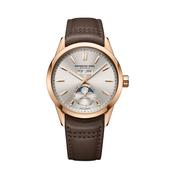 Freelancer Complete Calendar 40mm Silver Dial Automatic 18k Rose Gold PVD Brown Leather Strap Watch