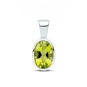9k White Gold Oval Peridot Rubover Pendant Only