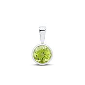9k White Gold Round Peridot Rubover Pendant Only