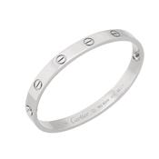 Vintage Cartier Love Classic Model 18K White Gold Plain Bangle Bracelet - Size 16 image