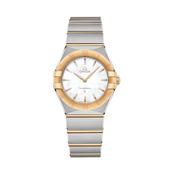 Constellation 28mm White Dial Quartz Yellow Gold Steel Bracelet Watch