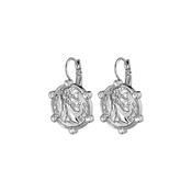 Como Roman Coin Silver Tone Earrings