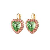 Felicia Light Green Crystal Heart Gold Tone Stainless Steel Hook Earrings