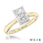 18K yellow gold Lab Grown 1.51ct E VS1  Radiant cut Lab Grown Diamond Dress Ring