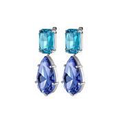 Galari Blue/Aqua Crystal Silver Tone Drop Earrings