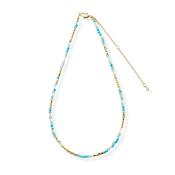 Santorini Aqua Chalcedony Gold Plated Beaded Necklace