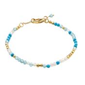 Santorin Beaded Gold Plated Bracelet Aqua