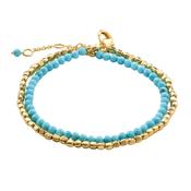 Amalfi Beaded Turquoise Gold Plated Double Bracelet