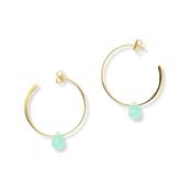 Koh Tao Aqua Chalcedony Gemstone Gold Plated Hoop Earrings