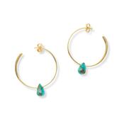 Koh Tao Turquoise Gemstone Gold Plated Hoop Earrings image