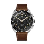 Terra Nova Chronograph 42.5mm Black Dial Automatic Brown Leather Strap Watch