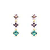 Gold Plated Sterling Silver Drop Clover Stud Earrings image