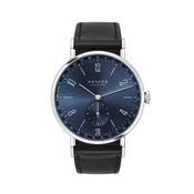 Tangente 37.5mm Blue Dial Manual Black Leather Strap Watch