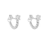 Sterling Silver Cubic Zirconia Tennis Bracelet Hoop Earrings
