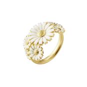 Daisy 18K Yellow Gold White Enamel Flower Ring Size 52 image