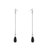 Vivianna Torun 2 Pear Black Agate on Sterling Silver Long Drop Earrings image