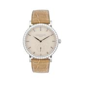 Vintage Calatrava 31mm White Gold Diamond Bezel Manual Leather Strap Watch image