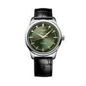 Conquest Heritage 40mm Green Dial Automatic Black Alligator Leather Strap Watch