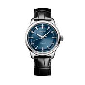 Conquest Heritage 38mm Blue Dial Automatic Black Leather Strap Watch