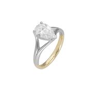 18k Yellow Gold &amp; Platinum Split Shank Pear Shape Diamond Solitaire Ring image