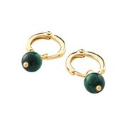 Santorini Gold Plated Malachite Huggie Earrings