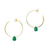 Koh Tao Gold Plated Green Onyx Hoop Earrings