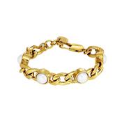 Ariane Faux Pearl Gold Tone Chunky Chain Bracelet