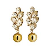 Balete Champagne Crystal Gold Bead Gold Tone Earrings