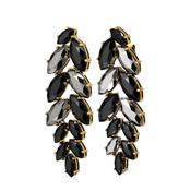 Banyan Black/Grey Crystal Gold Tone Drop Earrings