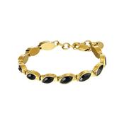 Celtis Black Crystal Gold Tone Tennis Bracelet
