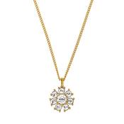 Delise White Crystal Pendant Gold Tone Necklace