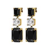 Esmara Black/White Crystal Gold Tone Drop Earrings