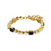Grivna White/Black Crystal Gold Tone Bracelet