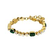 Grivna White/Green Crystal Gold Tone Bracelet