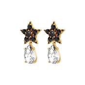 Hydra Black/White Crystal Gold Tone Star Drop Earrings