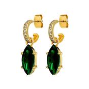 Junipe White/Green Crystal Gold Tone Hoop Earrings