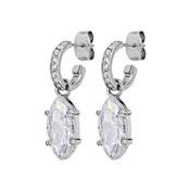 Junipe White Crystal Silver Tone Hoop Earrings