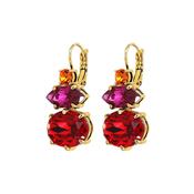 Parsana Pink/Red Crystal Gold Tone Earrings