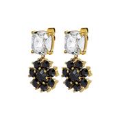 Poppy White/Black Crystal Gold Tone Drop Earrings
