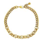 Punica Champagne Crystal Gold Tone Chunky Chain Necklace