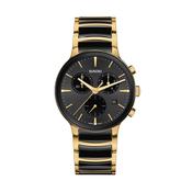 Centrix Chronograph 41mm Black Dial Quartz Ceramic &amp; Yellow Gold PVD Bracelet Watch image
